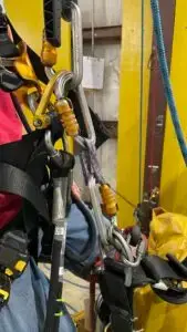 Attached Short-Link from Rescuer Descender to Casualty Sternal